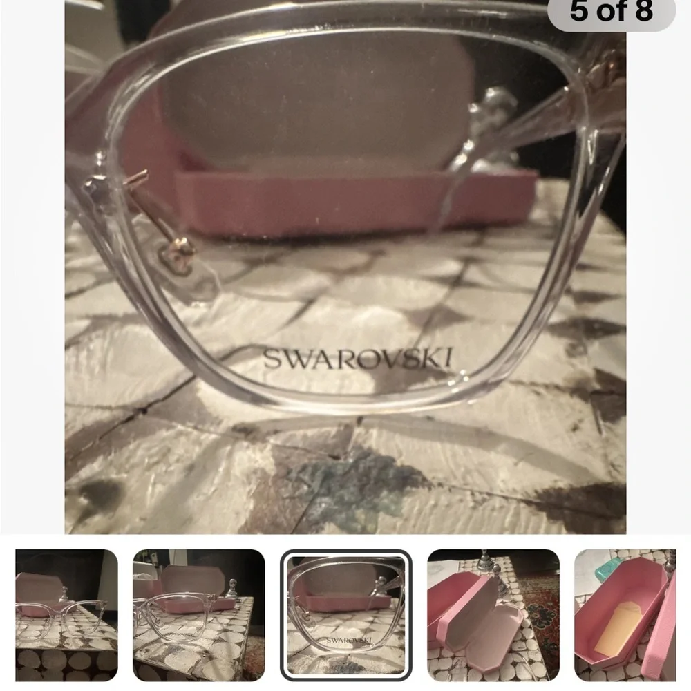 NWOT Swarovski Transparent Clear Cat-Eye Glasses